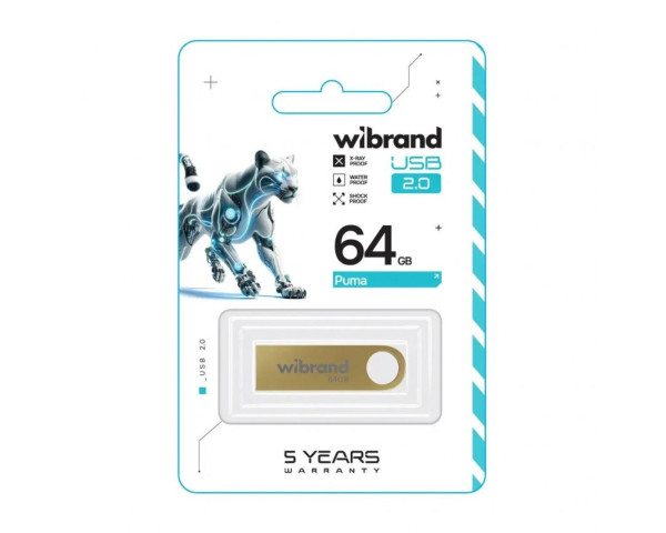 Флеш-память USB Wibrand Puma 64GB USB 2.0 gold