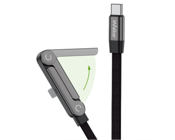 Кабель USB WALKER C880 Type-C to Type-C з підставкою 1.5m black