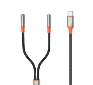 Аудио-переходник XO NB-R269B Type-C to dual AUX 3.5мм 1.2м black
