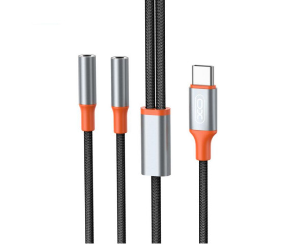 Аудіо-перехідник XO NB-R269B Type-C to dual AUX 3.5мм 1.2м black