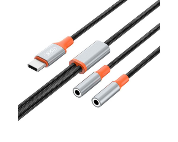 Аудіо-перехідник XO NB-R269B Type-C to dual AUX 3.5мм 1.2м black