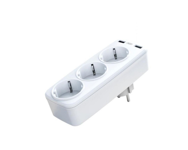 Сетевой адаптер (переходник) XO WL08 3AC / 2USB_2.4A white