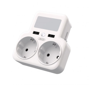 Сетевой адаптер (переходник) XO WL09 2AC / 2USB_2.4A с ночником white