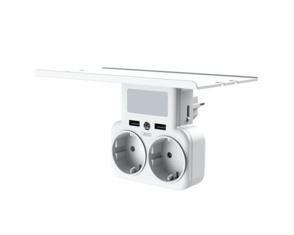 Сетевой адаптер (переходник) XO WL09 2AC / 2USB_2.4A с ночником white