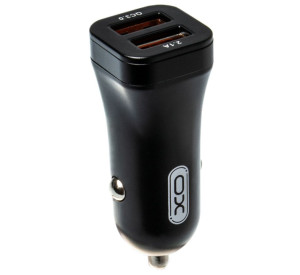Автомобильное зарядное устройство (адаптер) XO CC17 2USB / QC3.0 / 2.1A black