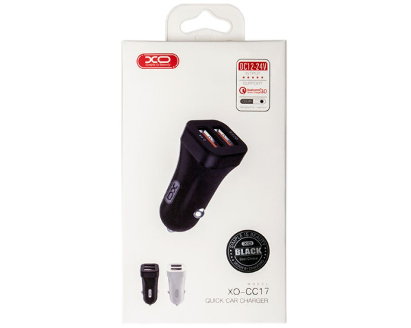 Автомобильное зарядное устройство (адаптер) XO CC17 2USB / QC3.0 / 2.1A black