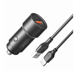 Автомобильное зарядное устройство (адаптер) 2в1 XO CC54 QC3.0 / 18W + Data Cable USB to Lightning black