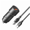Автомобільний зарядний пристрій (адаптер) 2в1 XO CC54 QC3.0 / 18W + Type-С black