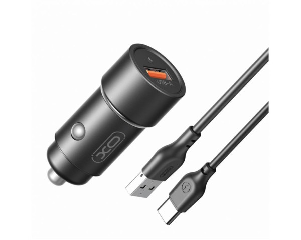 Автомобільний зарядний пристрій (адаптер) 2в1 XO CC54 QC3.0 / 18W + Type-С black