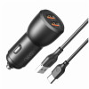 Автомобільний зарядний пристрій (адаптер) 2в1 XO CC55 2USB / QC3.0_18W / USB_12W + Type-С black