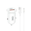 Автомобільний зарядний пристрій (адаптер) XO CC69 PD / QC3.0 / 30W + Data Cable USB to Type-C white