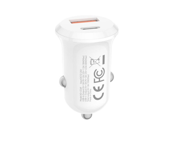 Автомобільний зарядний пристрій (адаптер) XO CC69 PD / QC3.0 / 30W white