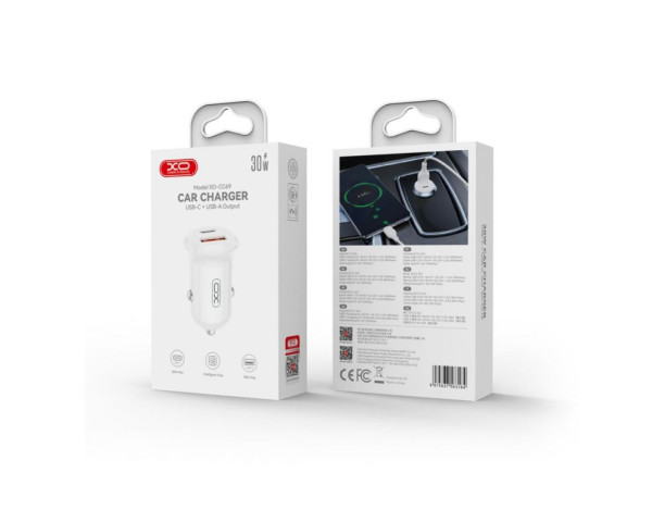 Автомобільний зарядний пристрій (адаптер) XO CC69 PD / QC3.0 / 30W white