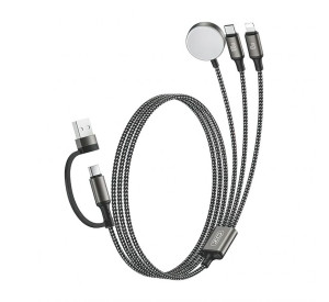 Беспроводное зарядное устройство XO CX040 USB-A/USB-C 3в1 (AppleWatch + 100W Type-C cable + Lightning cable) black