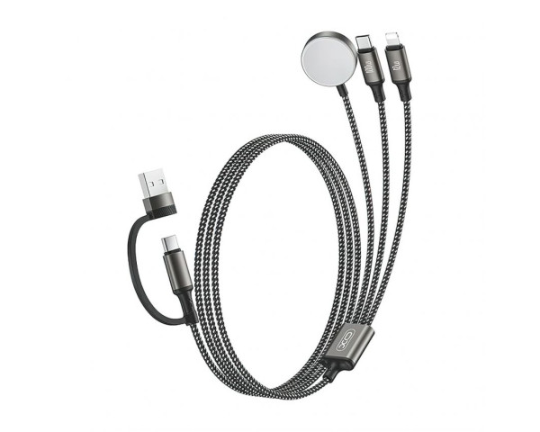 Беспроводное зарядное устройство XO CX040 USB-A/USB-C 3в1 (AppleWatch + 100W Type-C cable + Lightning cable) black
