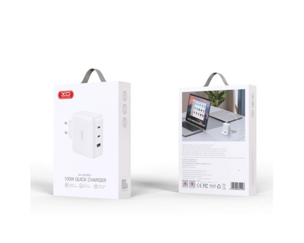 Сетевое зарядное устройство (адаптер) XO CE14 2*PD_100W / QC_18W GaN-Technology white