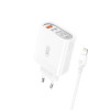 Сетевое зарядное устройство (адаптер) XO L100 4USB / QC3.0 / 3USB_2.4A + Data Cable USB to Lightning white