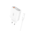 Сетевое зарядное устройство (адаптер) XO L100 4USB / QC3.0 / 3USB_2.4A + Data Cable USB to Micro white