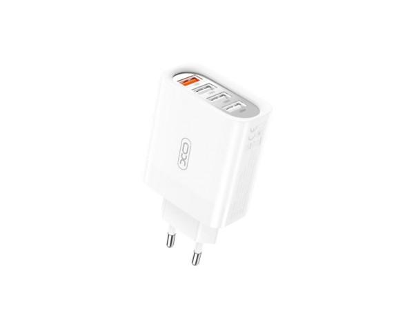 Сетевое зарядное устройство (адаптер) XO L100 4USB / QC3.0 / 3USB_2.4A + Data Cable USB to Micro white