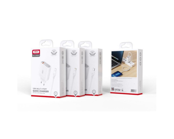 Сетевое зарядное устройство (адаптер) XO L100 4USB / QC3.0 / 3USB_2.4A + Data Cable USB to Micro white