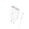 Сетевое зарядное устройство (адаптер) XO L100 4USB / QC3.0 / 3USB_2.4A + Data Cable USB to Type-C white