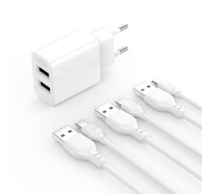 Сетевое зарядное устройство (адаптер) XO L109 2USB / 2.4А white