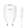 Сетевое зарядное устройство (адаптер) 2в1 XO L112 1USB / QC3.0 / 18W + Data Cable USB to Micro white