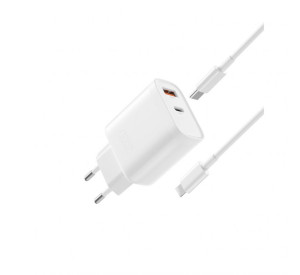 Сетевое зарядное устройство (адаптер) 2в1 XO L116 PD_30W / QC_18W + Data Cable Type-C to Lightning white