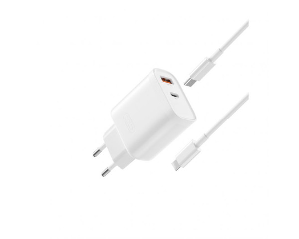 Сетевое зарядное устройство (адаптер) 2в1 XO L116 PD_30W / QC_18W + Data Cable Type-C to Lightning white