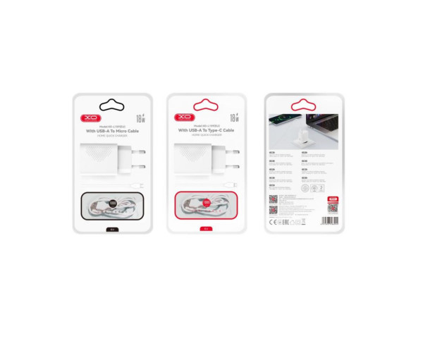 Сетевое зарядное устройство (адаптер) XO L159 1USB / QC3.0 / 18W + Data Cable USB to Micro white