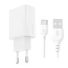 Сетевое зарядное устройство (адаптер) XO L159 1USB / QC3.0 / 18W + Data Cable USB to Type-C white