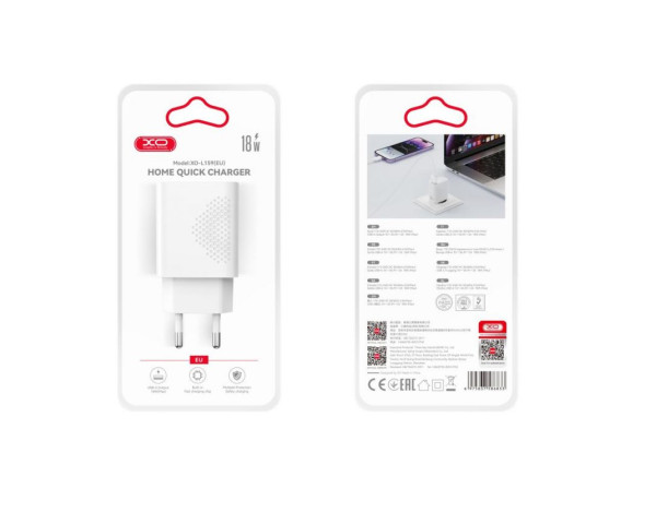 Сетевое зарядное устройство (адаптер) XO L159 1USB / QC3.0 / 18W white