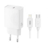 Сетевое зарядное устройство (адаптер) XO L160 PD_20W + Data Cable Type-C to Lightning white