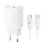 Сетевое зарядное устройство (адаптер) XO L160 PD_20W + Data Cable Type-C to Type-C white
