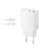 Сетевое зарядное устройство (адаптер) XO L161 PD_20W / QC3.0_18W + Data Cable Type-C to Type-C white