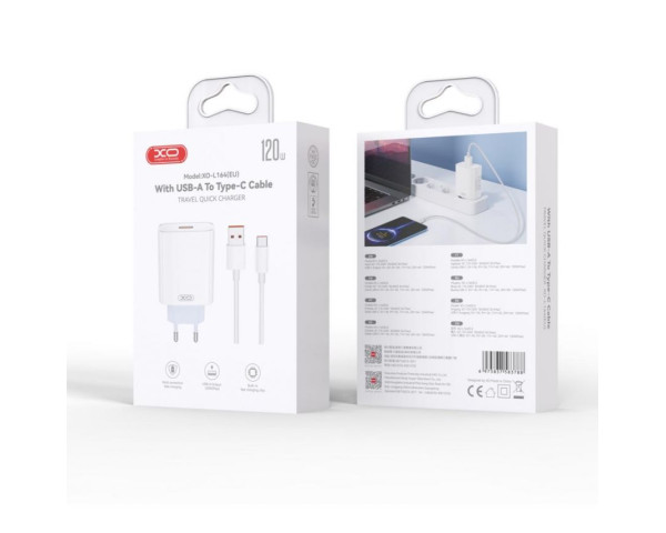 МЗП XO L164 адаптер USB-A_120W + Type-C white
