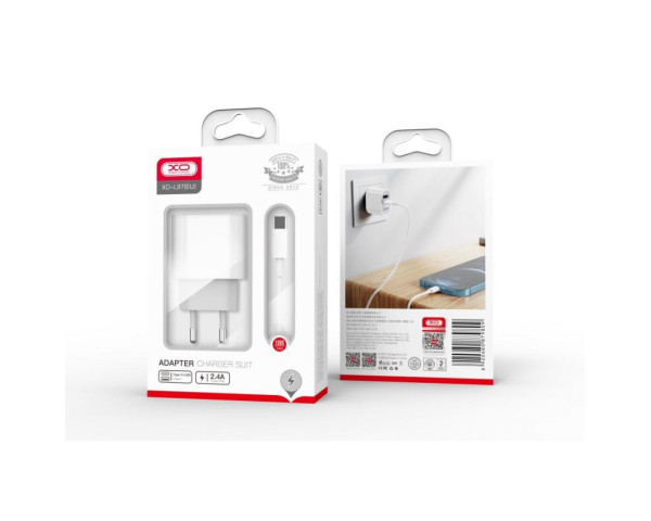 Сетевое зарядное устройство (адаптер) XO L97 PD / QC3.0 / 2.4A Max + Data Cable USB to Micro white