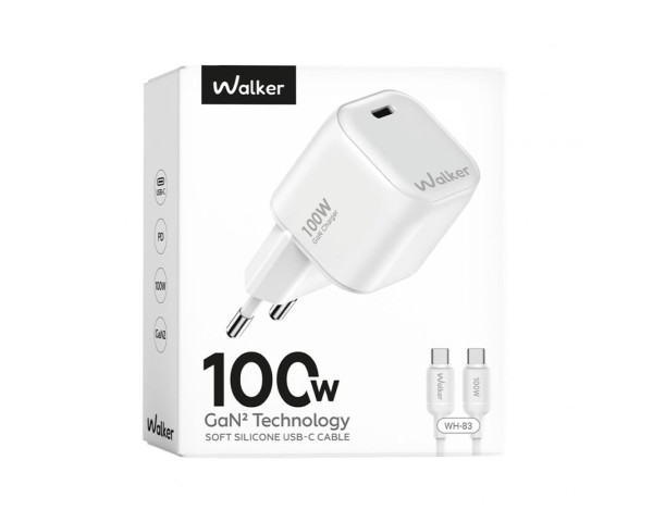 Сетевое зарядное устройство (адаптер) WALKER WH-83 100W GaN white