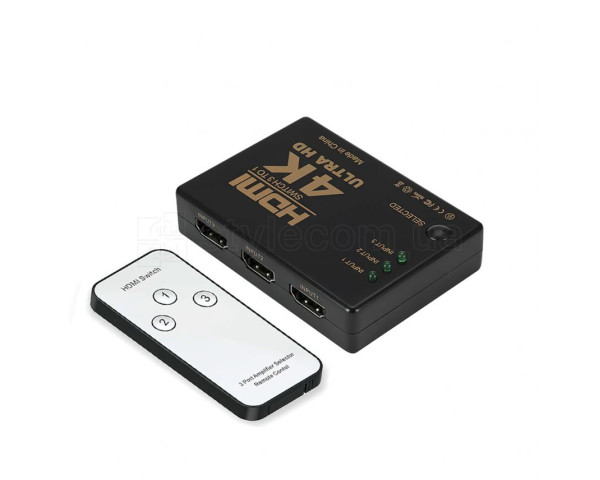 Розгалужувач HDMI HF23 на 3 пристрої з пультом black