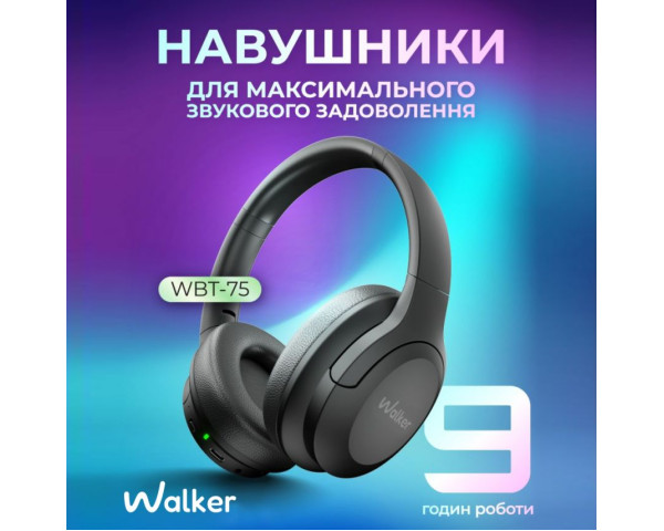 Навушники Bluetooth WALKER WBT-75 black