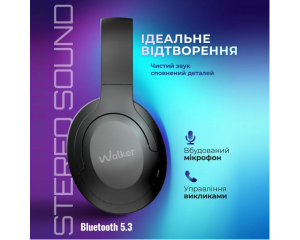 Навушники Bluetooth WALKER WBT-75 black