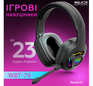 Ігрові навушники Bluetooth WALKER WBT-79 black
