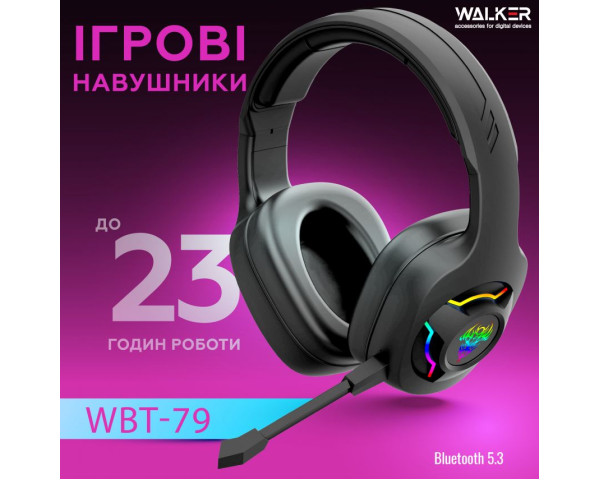 Ігрові навушники Bluetooth WALKER WBT-79 black