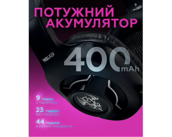 Ігрові навушники Bluetooth WALKER WBT-79 black